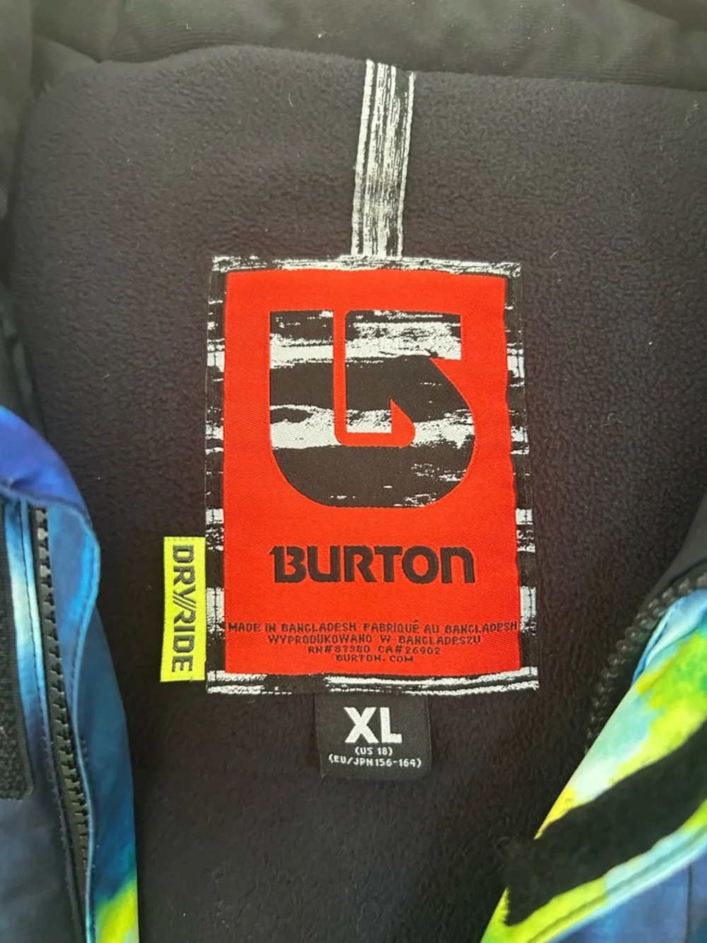 Burton DryRide Dhaka Snowboard Jacket Size XL